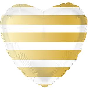 17" Gold Stripes Heart