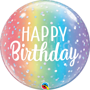 Pkg Birthday Ombre & Dots Bubble Balloon 22"