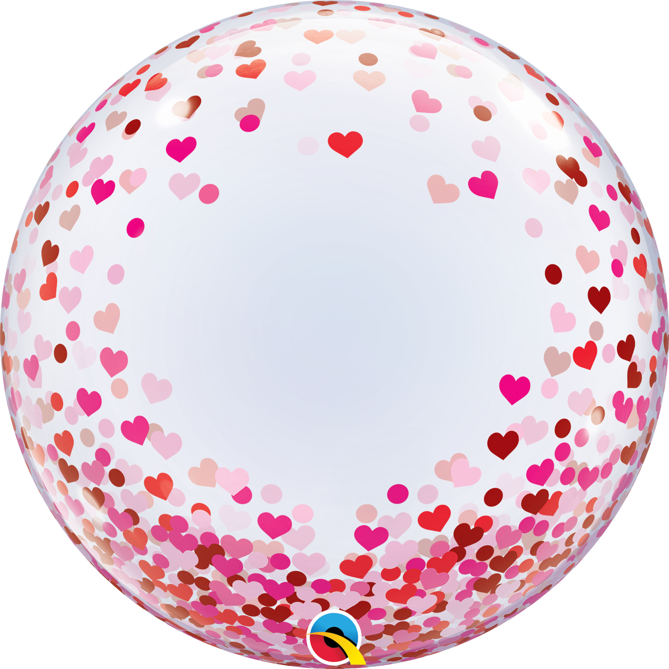 Pkg. Red & Pink Confetti Hearts Bubble Balloon 24"