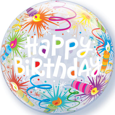 Pkg Birthday Lit Candles Bubble Balloon 22"