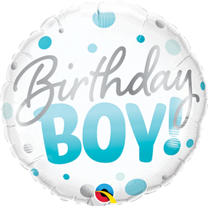 Pkg Birthday Boy Blue Dots 18"