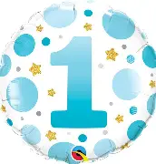 Pkg Age 1 Blue Dots 18"