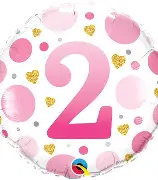 Pkg Age 2 Pink Dots 18"