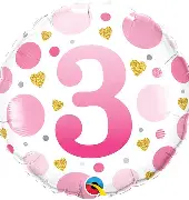 Pkg Age 3 Pink Dots 18"
