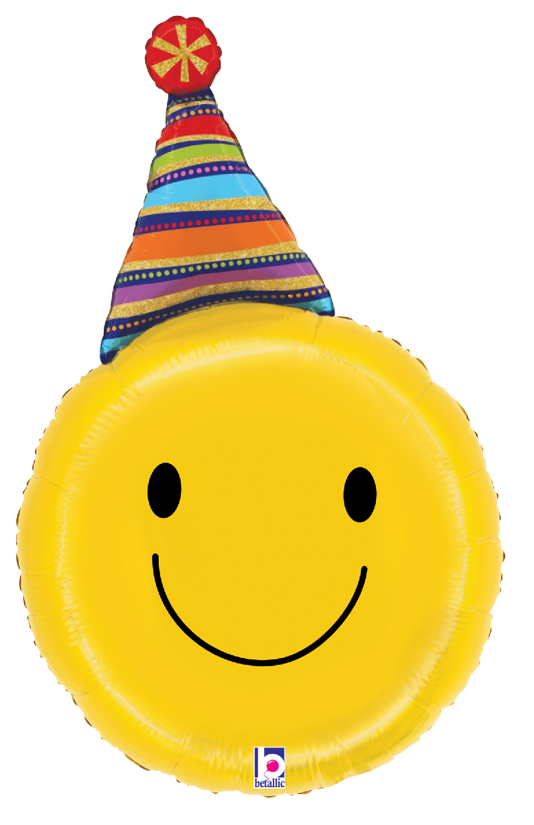 Pkg Party Hat Smiley Face 29"