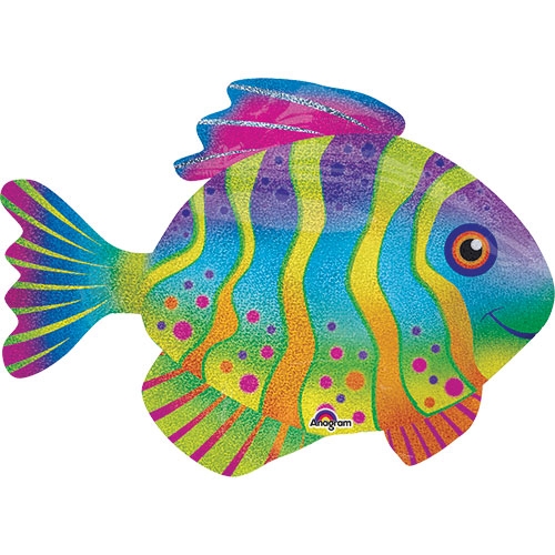 Pkg Colorful Fish Holographic 33"