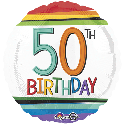 Pkg 50th Birthday Stripes 18"