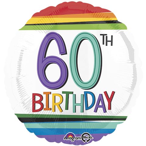 Pkg 60th Birthday Stripes 18"