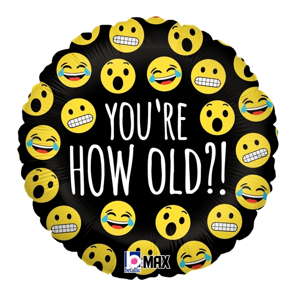 Pkg You're How Old? Emojis 18"