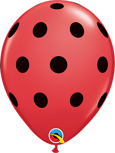 11" Big Polka Dot Red w/ Black Dots