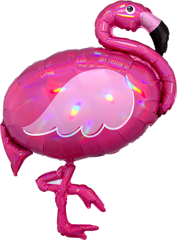 Pkg Iridescent Pink Flamingo 33"