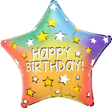 Pkg HBD Rainbow Star 18"