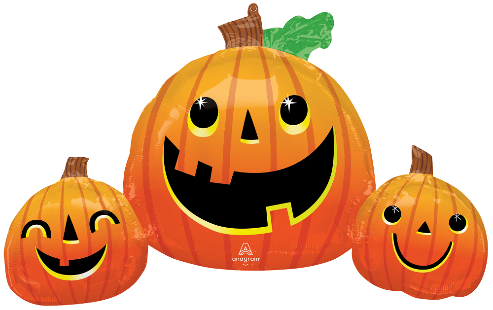 Pkg Smiley Pumpkin Trio 35"