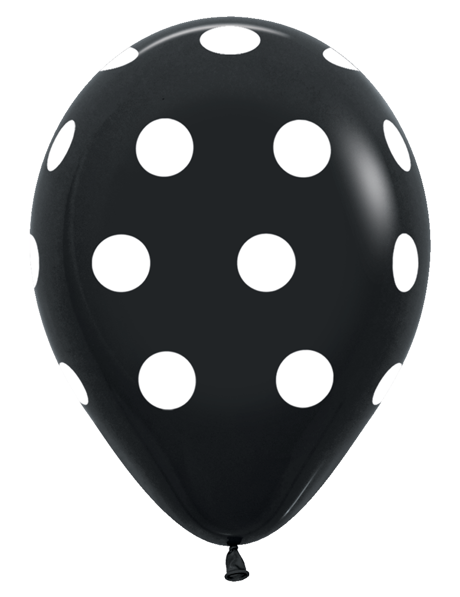 11" Polka Dots Deluxe Black w/ White Dots