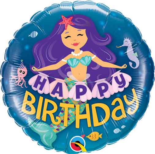 Pkg Happy Birthday Mermaid 18"