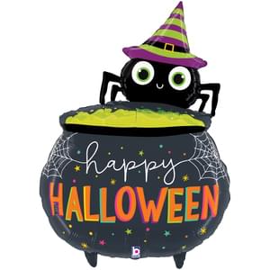 Pkg Halloween Spider Cauldron 34"