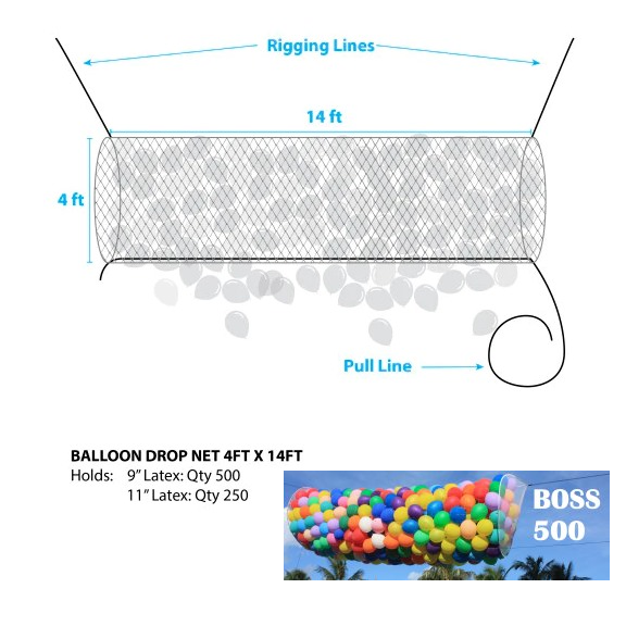 BALLOON DROP NET SYSTEM (PRESTRUNG FOR 250 9 OR 125 11