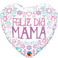 18" Feliz Dia Mama Hearts & Flowers
