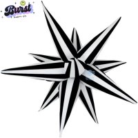 Pkg 40" Black & White Stripe Starburst