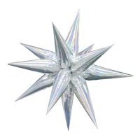 Pkg 40" Silver Holographic Rainbow Starburst