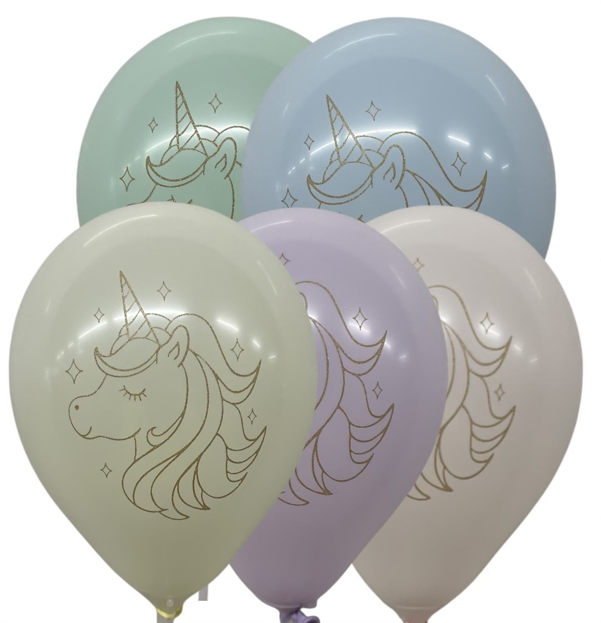 5" Pastel Matte Glitter Gold Unicorns